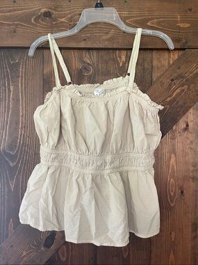 Time and Tru Cream Smocked Peplum Cami